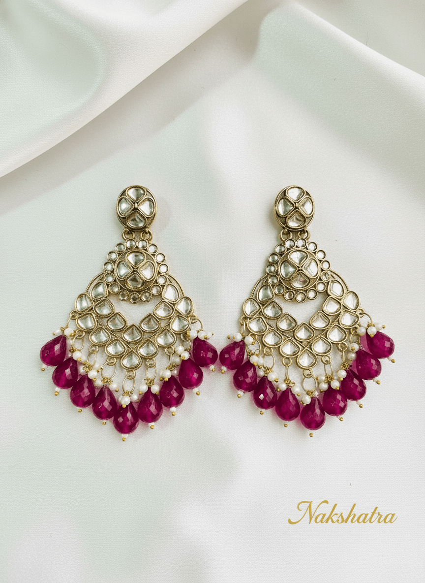 The Royal Arshiya Kundan & Ruby Chandbali Earrings - Lifestyle