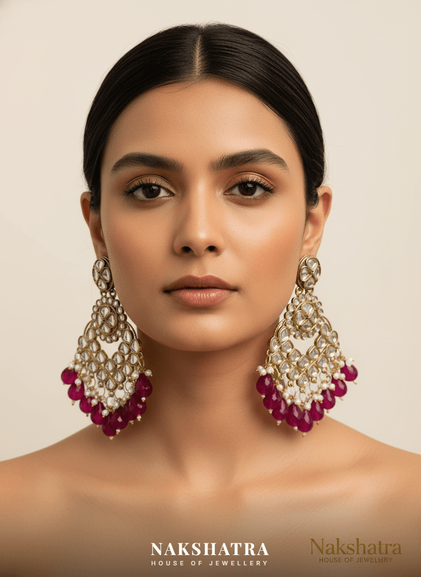 The Royal Arshiya Kundan & Ruby Chandbali Earrings