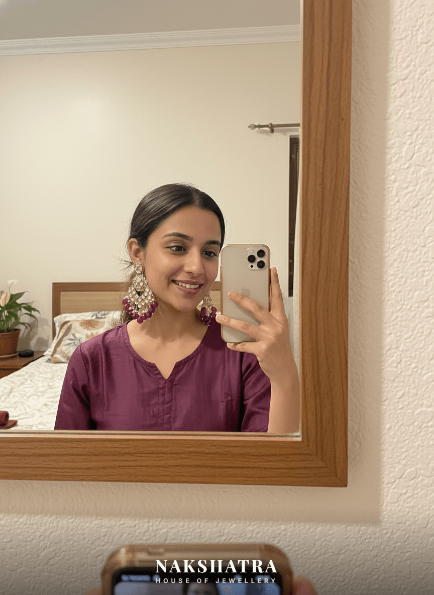 The Royal Arshiya Kundan & Ruby Chandbali Earrings