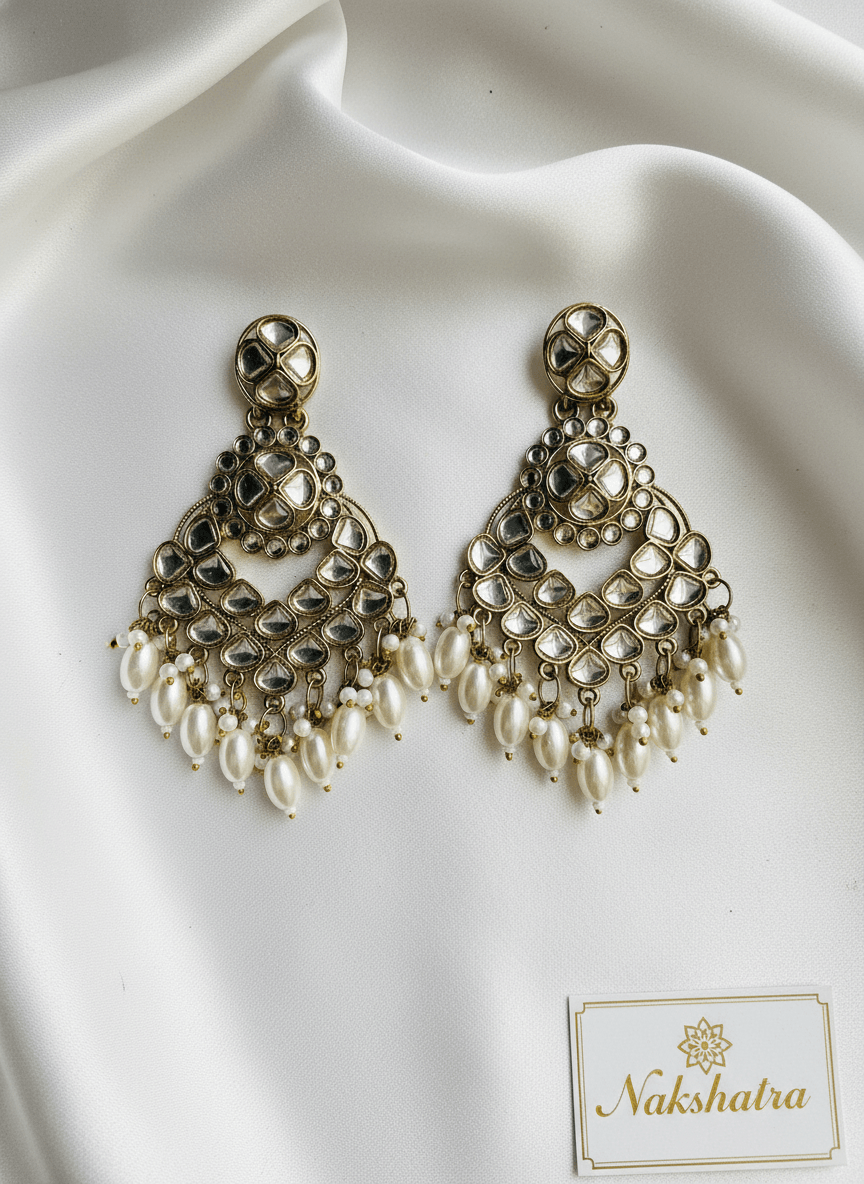 Maharani Kundan & Pearl Oversized Chandbalis