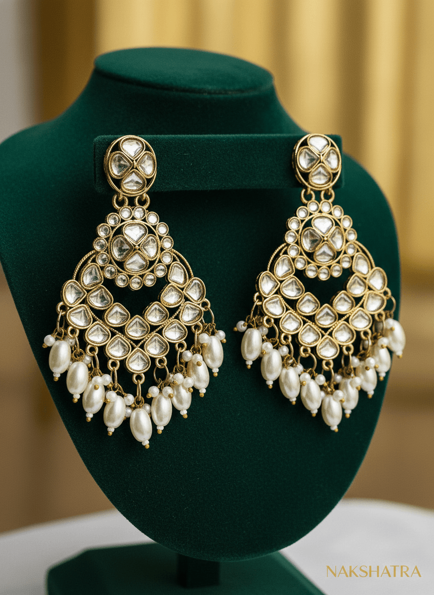Maharani Kundan & Pearl Oversized Chandbalis