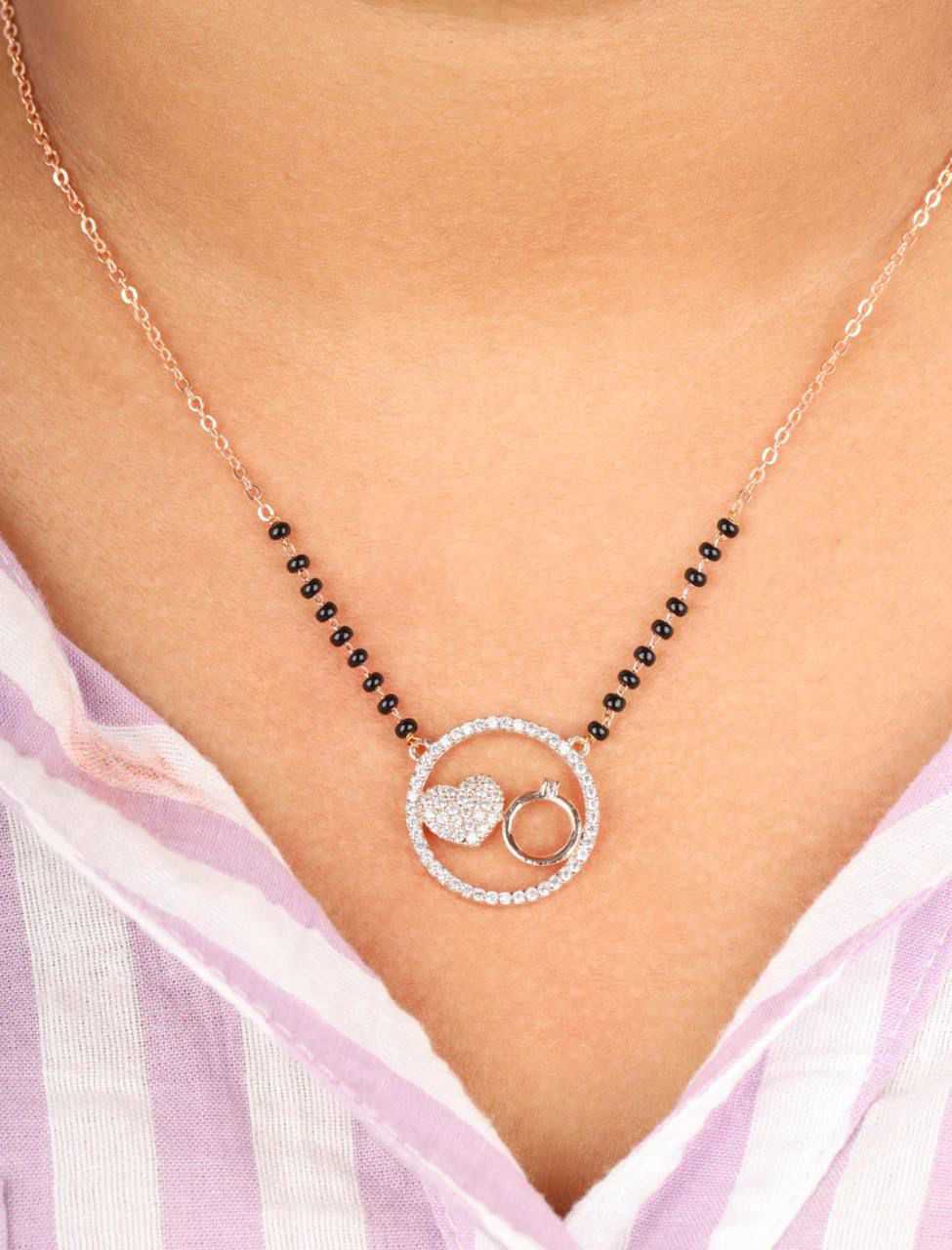 Elegant Heart & Ring Rose Gold Mangalsutra