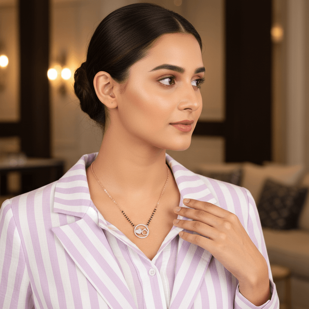 Elegant Heart & Ring Rose Gold Mangalsutra