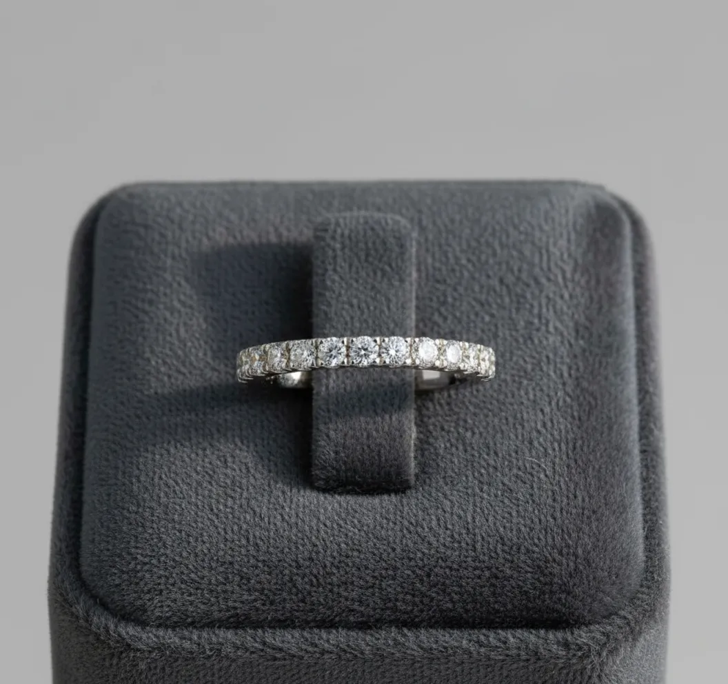 Petite Round Brilliant Diamond Eternity Band in 14K White Gold