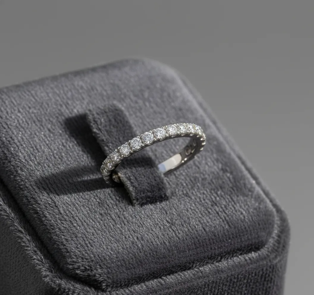 Petite Round Brilliant Diamond Eternity Band in 14K White Gold