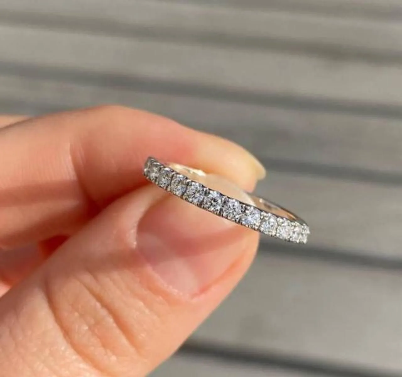 Petite Round Brilliant Diamond Eternity Band in 14K White Gold